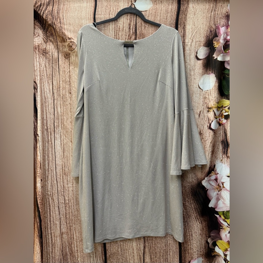 Elegant Gray Bell Sleeve Dress